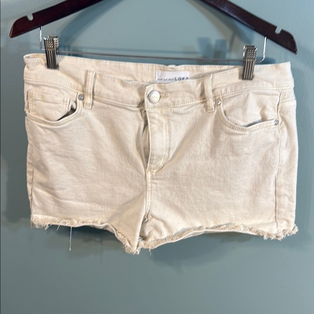 Women's Cream Denim Shorts